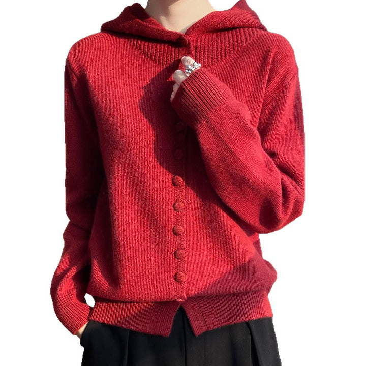 Cardigan pour femmes avec capuche et fermeture à boutons continue Chic & Stil