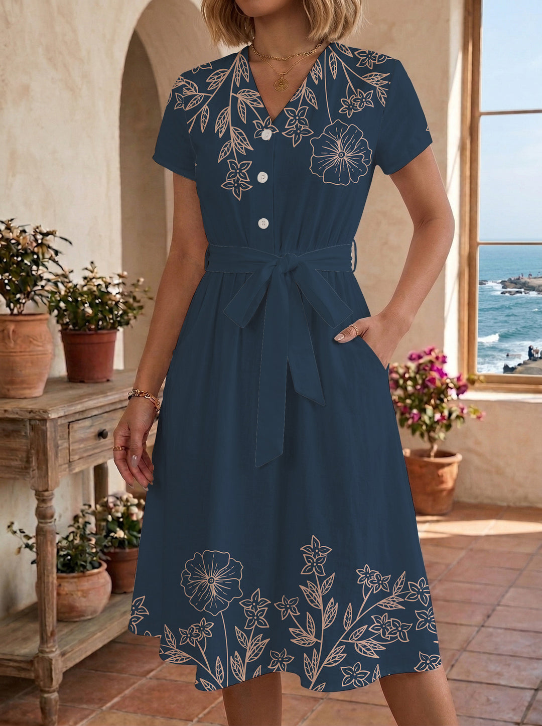 Women’s midi dress with floral design and comfortable fit Lune London