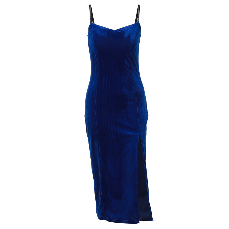 Lune London Women's Velvet Split Midi Dress