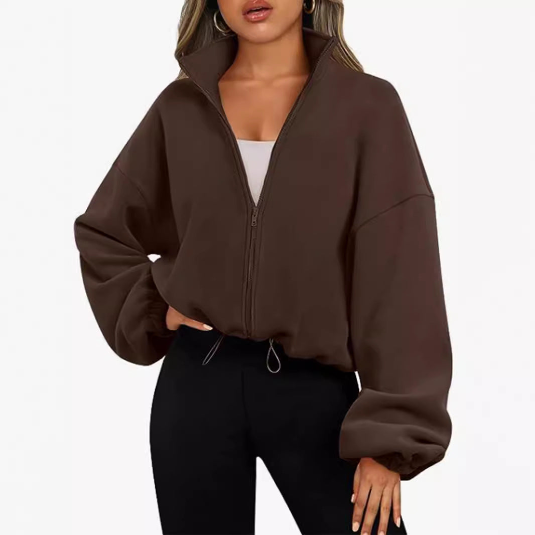 Lune London high collar oversized sweater with zipper for ladies