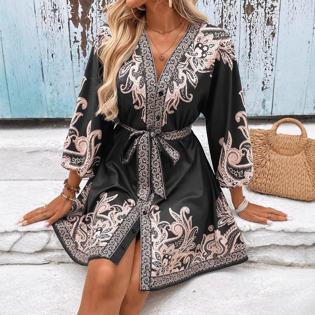 Mini dress Lune London with bohemian paisley print for women