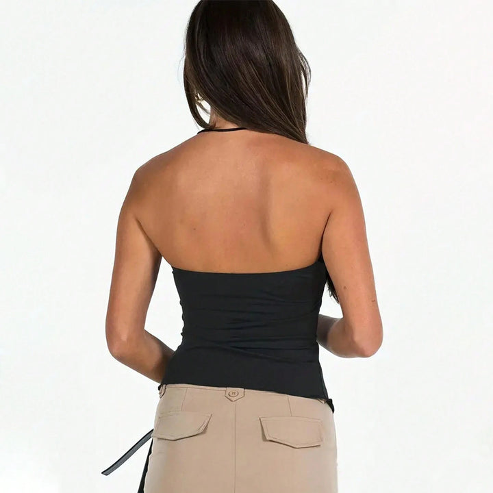 Top à volants pour femmes avec liens sur le côté et coupe asymétrique Chic & Stil