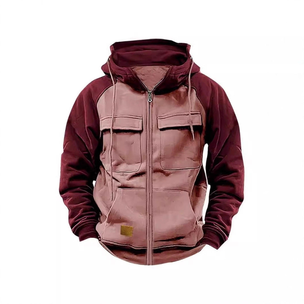 Sporty hooded jacket for men with practical pockets and zipper Lune London