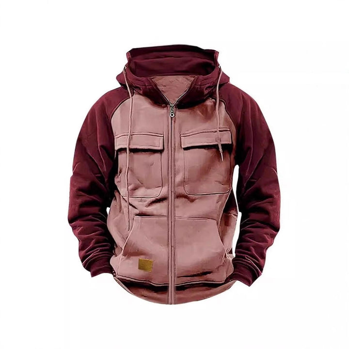 Sporty hooded jacket for men with practical pockets and zipper Lune London