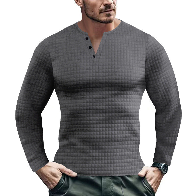 Long sleeve shirt for men with structured embossed look and button placket Lune London
