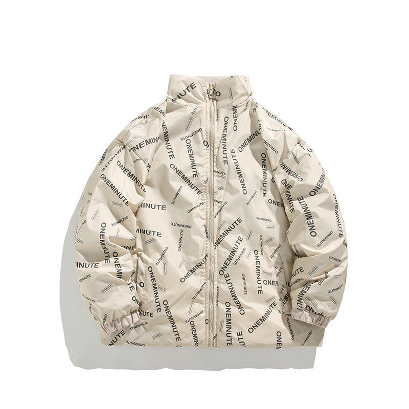 Ladies down jacket with modern print and high collar Lune London