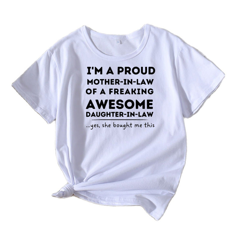 Ladies Graphic T-shirt Chic and Stylish for Mother-in-law Relaxed Fit