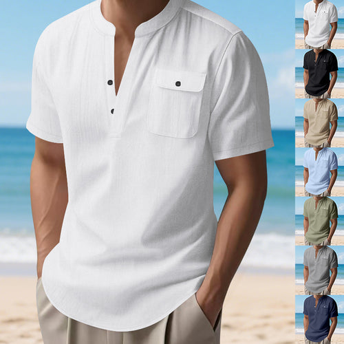 Short sleeve shirt for men with Henley collar and practical chest pocket Lune London