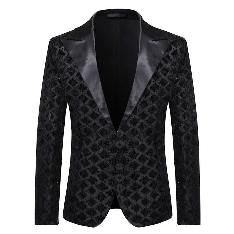 Elegant sequin blazer jacket for men with classic lapels Lune London
