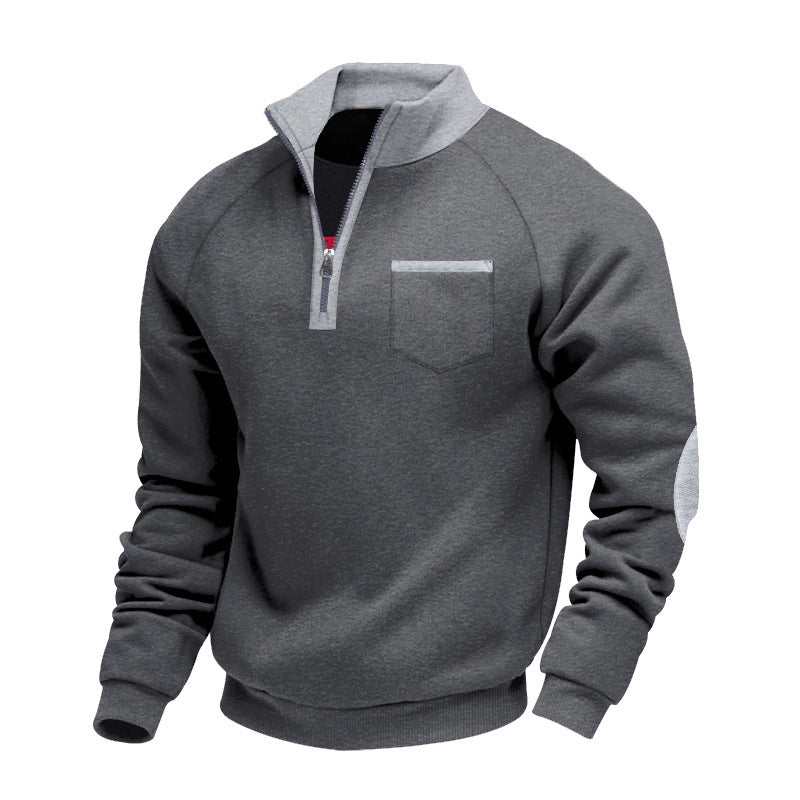 Fleece sweater for men with high collar and zip closure on the side Lune London