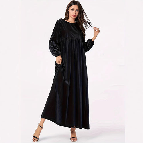 Maxi dress for women in luxurious velvet with elegant draping Lune London