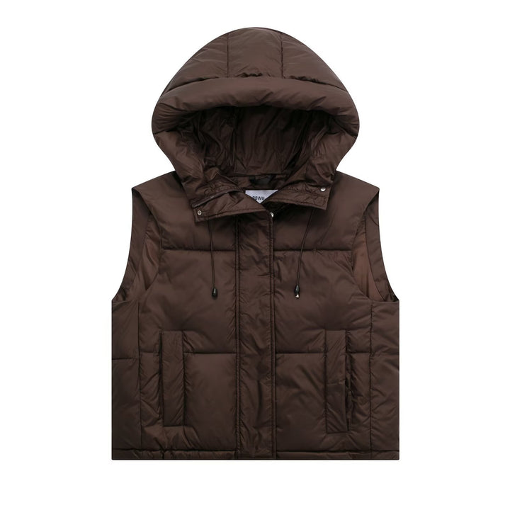 Ladies quilted gilet with hood and practical pockets Lune London