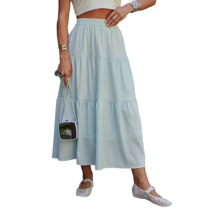 Long ruffled skirt for women in lightweight and flowy fabric with elastic waistband Lune London
