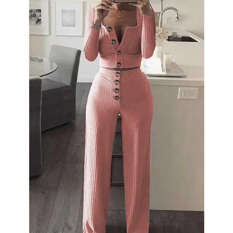 Knitted set for women with button detail Lune London