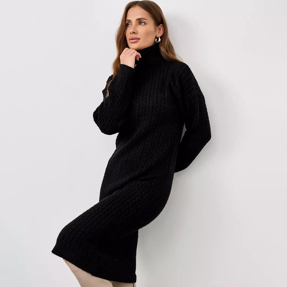 Pull à col roulé en tricot épais pour femmes avec un motif en câble moderne et une coupe décontractée Chic & Stil