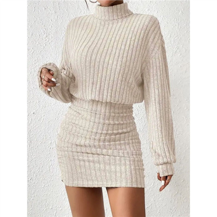 Robe en tricot pour femmes avec col roulé et manches Cut-In Chic & Stil
