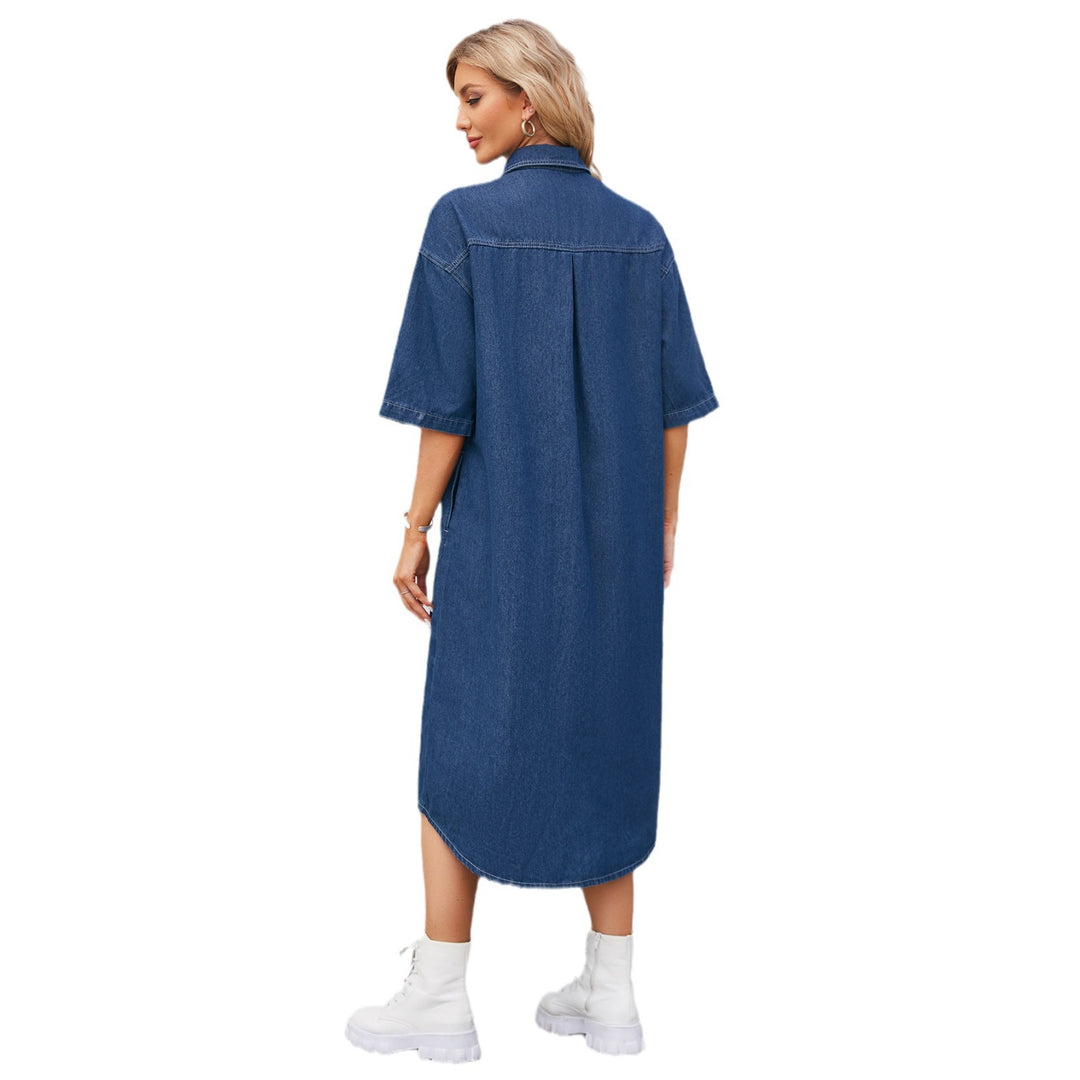 Women’s denim dress with shirt collar and fitted cut Lune London