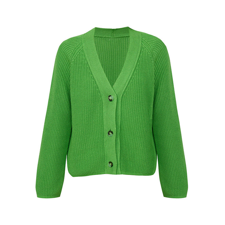 Women's knit jacket with large V-neck and button closure Lune London