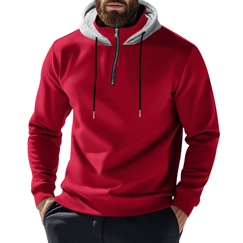 Men's sporty hoodie with half-zip and modern hood construction Lune London