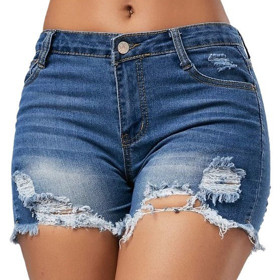 Women Destroyed Denim Shorts Lune London