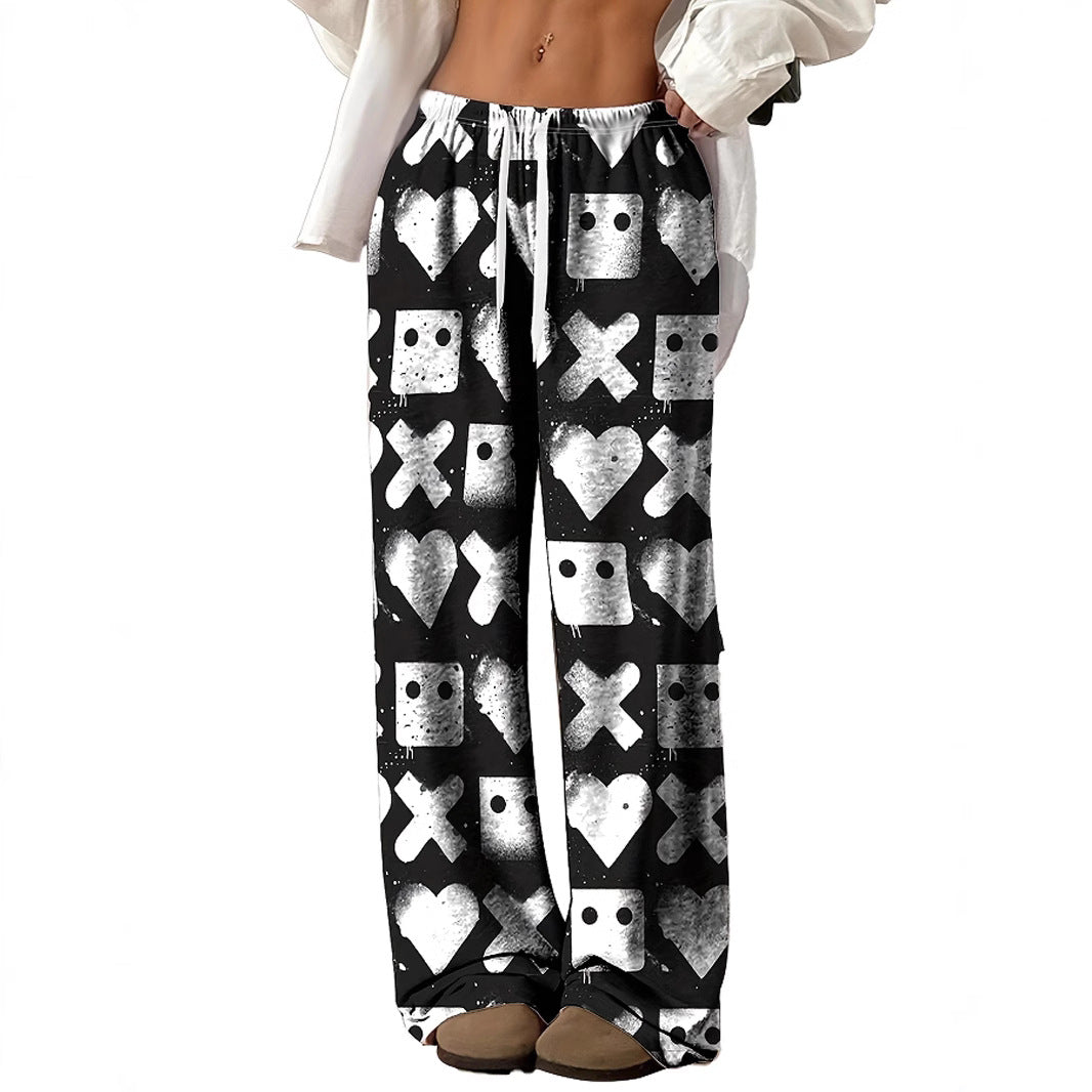 Lune London women's patterned lounge pants with elastic waistband and deep pockets