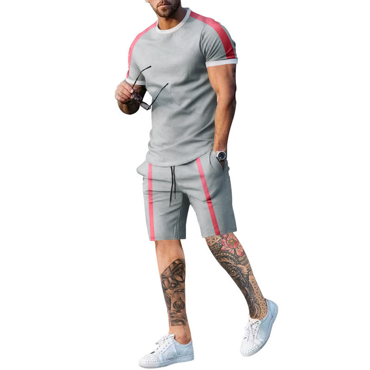 Shorts and short sleeve t-shirt set for men with contrasting stripes Lune London