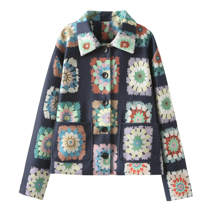 Fashionable women's jacket with floral pattern and practical pockets Lune London
