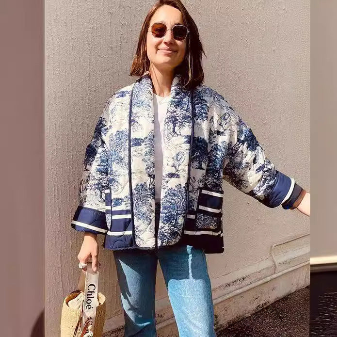 Veste matelassée à la mode pour femmes avec revers élégant et poches pratiques Chic & Stil