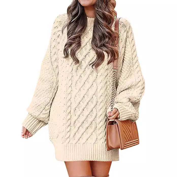Woman Large knitted pullover with twisted pattern and relaxed fit Lune London