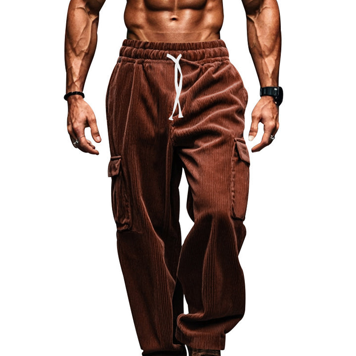 Casual cargo pants for men with an urban style featuring practical pockets and an elastic waist Lune London