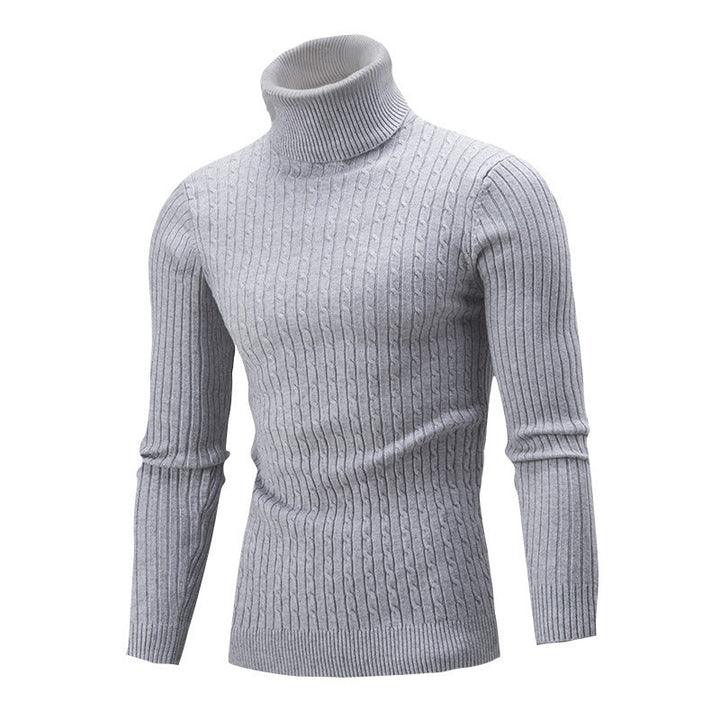 Men's Turtleneck Sweater In Classic Ribbed Pattern Lune London