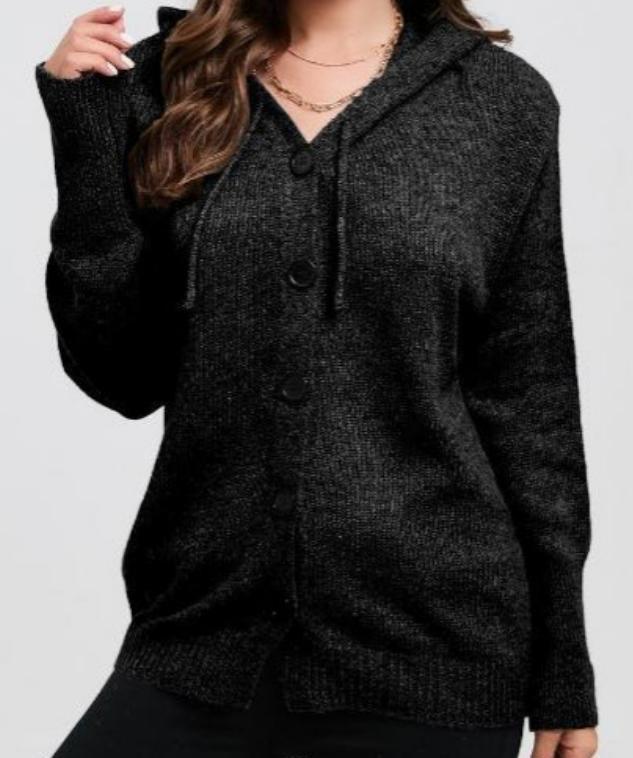 Women's knitted jacket with hood and button closure Lune London