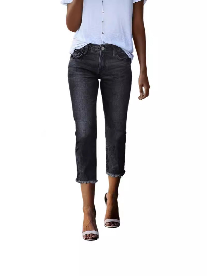 Ladies timeless jeans in modern cut with cropped leg Lune London