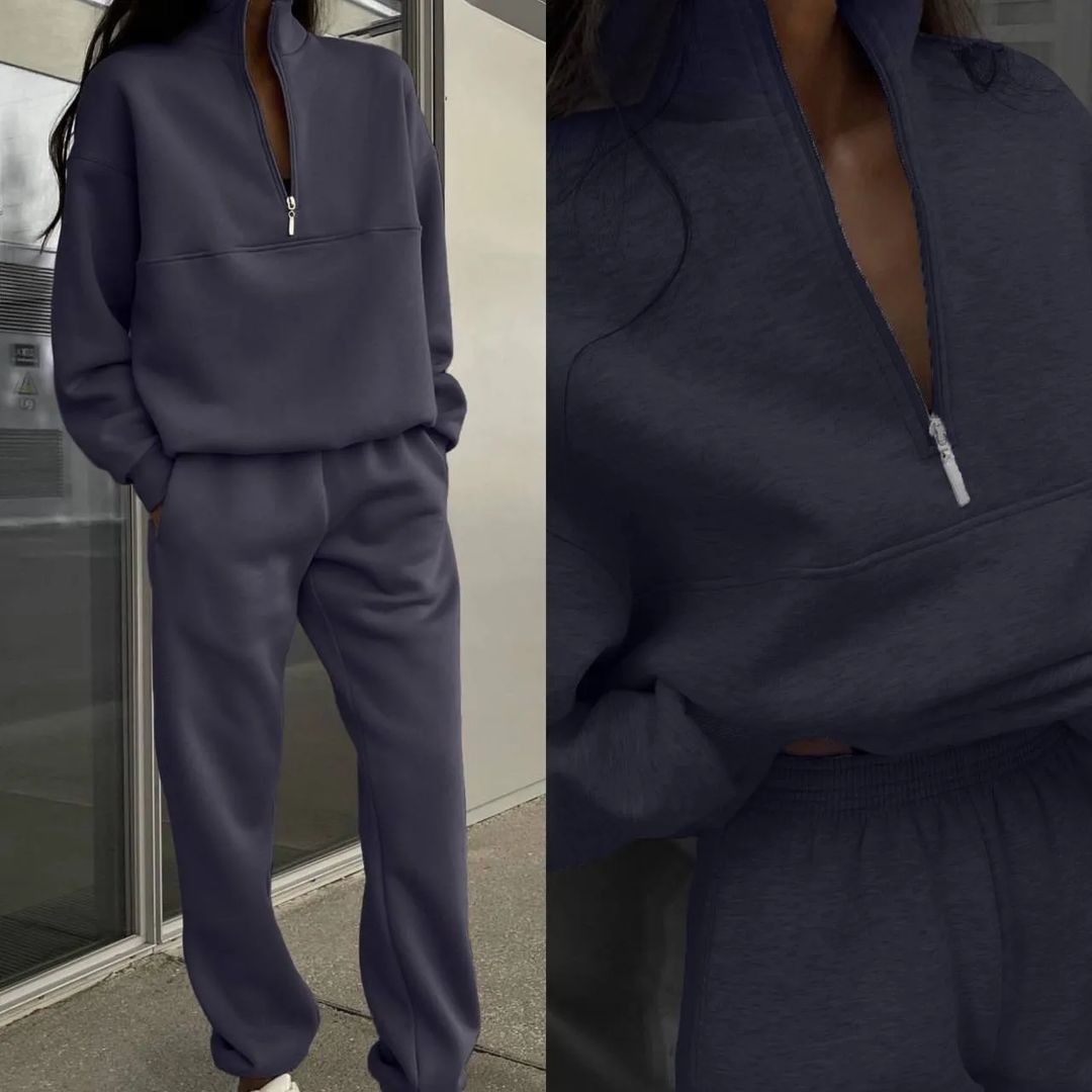 Women Comfortable High Neck Sweatshirt Set and Loose Pants Lune London