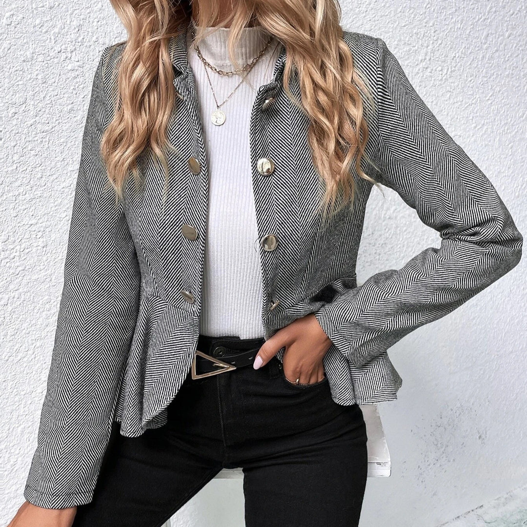 Chic fitted blazer jacket for women with asymmetrical hem and button details Lune London
