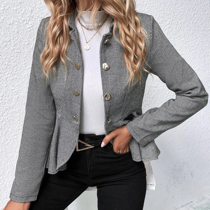 Chic fitted blazer jacket for women with asymmetrical hem and button details Lune London