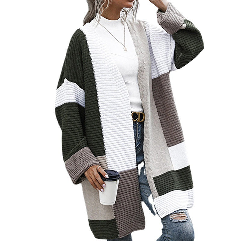 Ladies long sleeve cardigan with trendy block design and relaxed fit Lune London