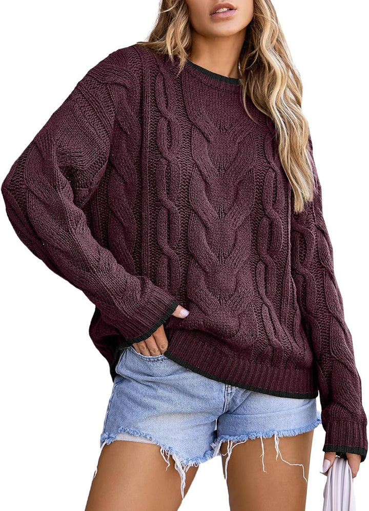 Knitted sweater for women with a thick braid pattern Lune London