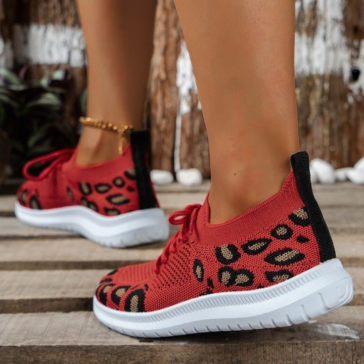Women's sports shoes, breathable and featuring a trendy animal print Lune London