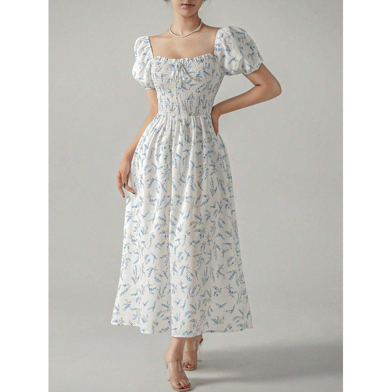 Ladies Flowers Puff Sleeves Maxi Dress Lune London