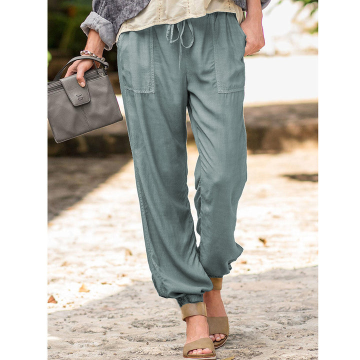 Ladies Comfortable Summer Pants with Elastic Waist and Practical Pockets Lune London