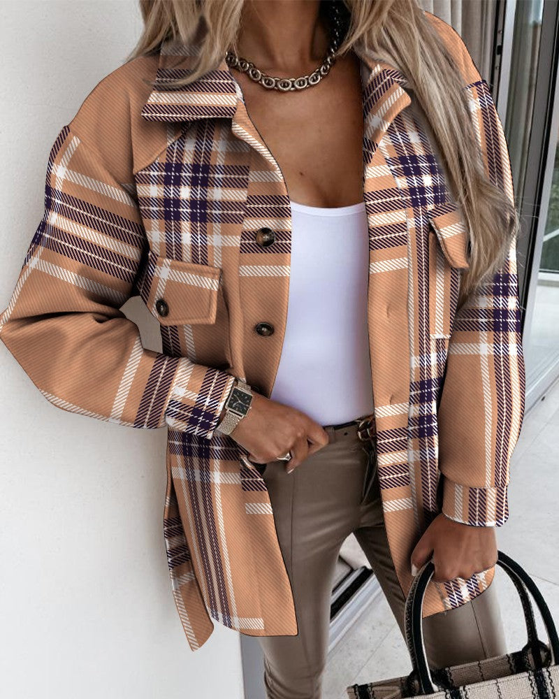 Oversized plaid jacket for women with pockets Lune London