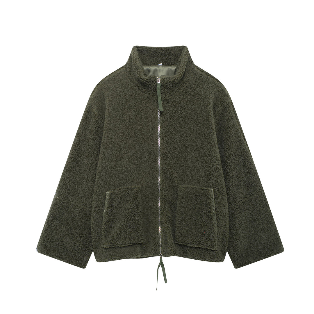 Ladies Cozy Fleece Jacket with High collar and Practical Pockets Lune London