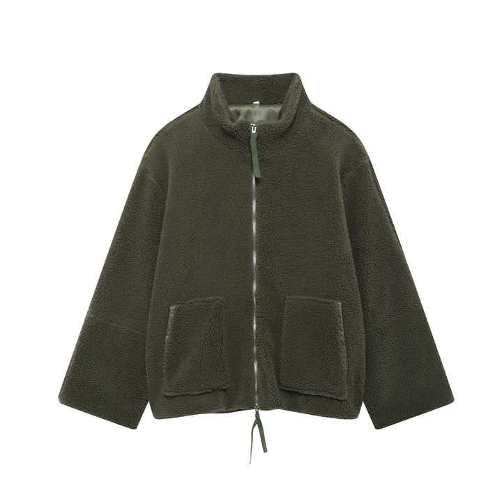 Ladies Cozy Fleece Jacket with High collar and Practical Pockets Lune London