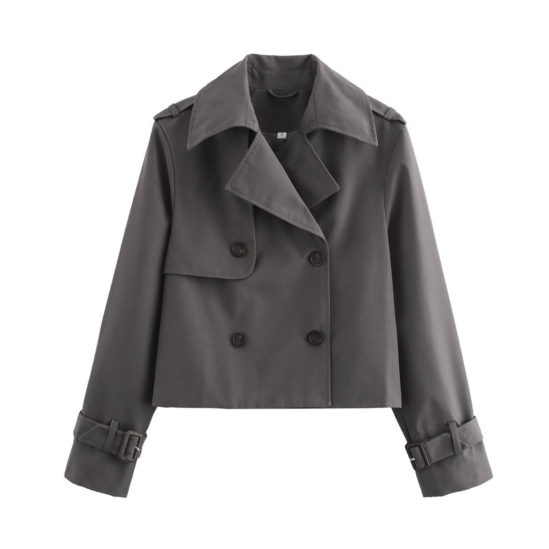 Elegant short jacket for women with double row of buttons and adjustable belt Lune London