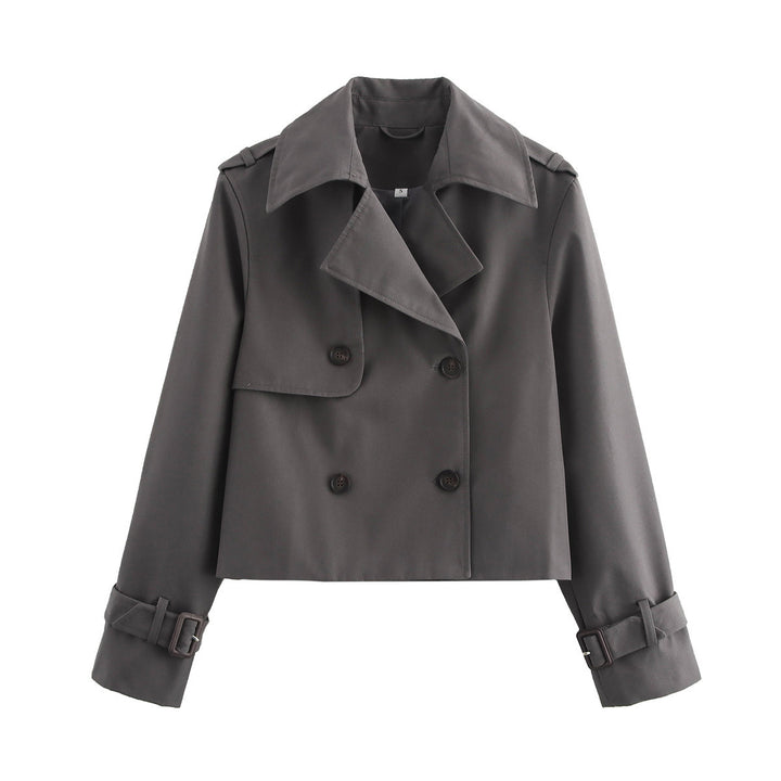 Elegant short jacket for women with double row of buttons and adjustable belt Lune London