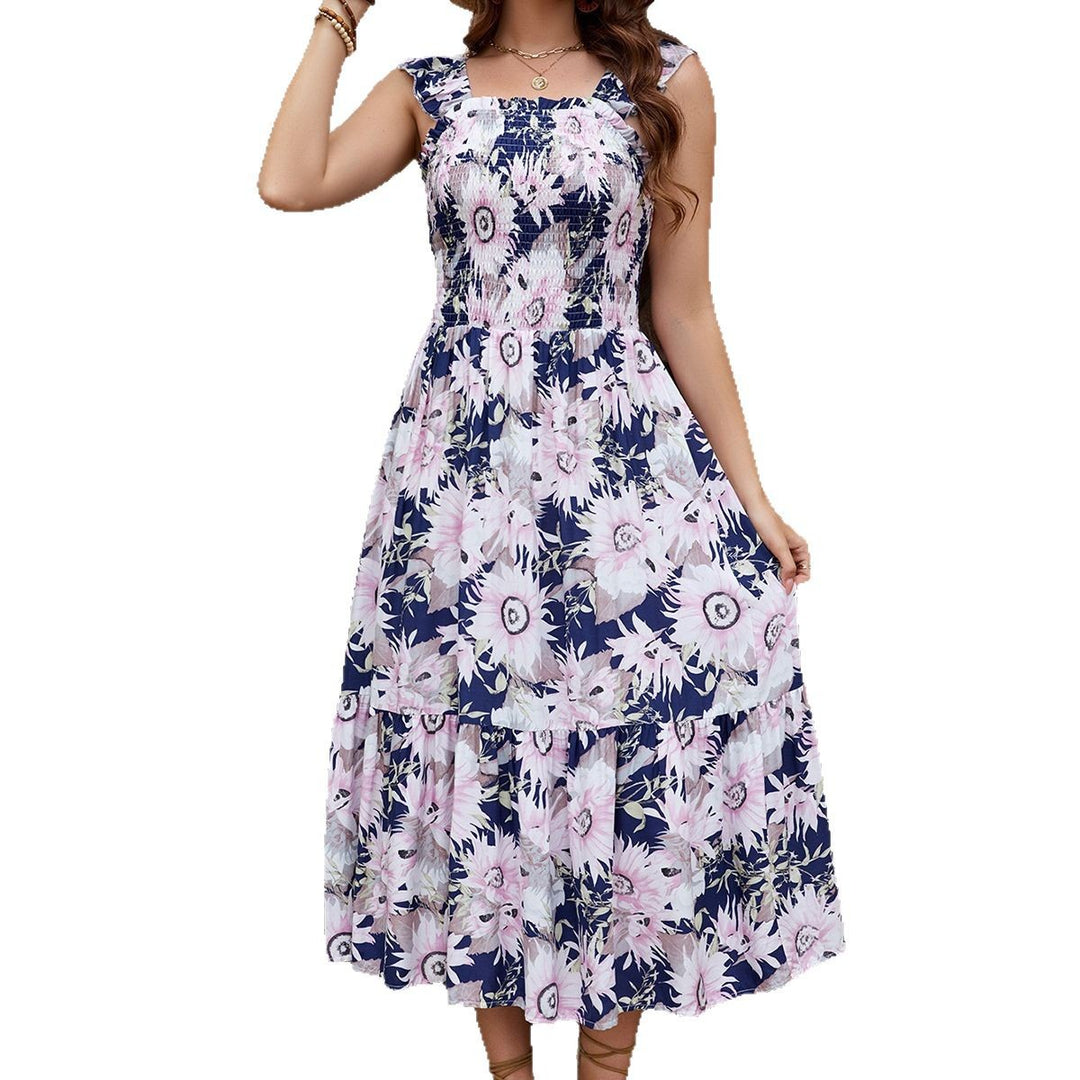 Ladies Flowers Ruffle Maxi Dress Lune London