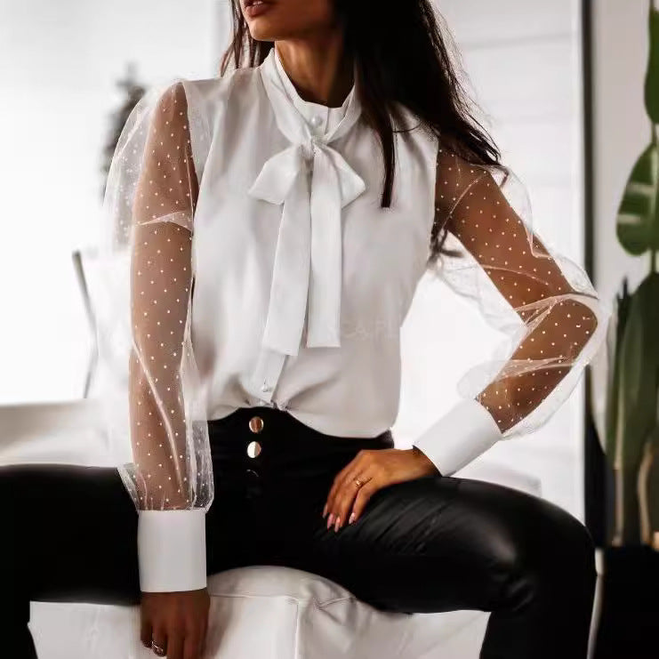 Ladies elegant blouse with transparent sleeves Lune London