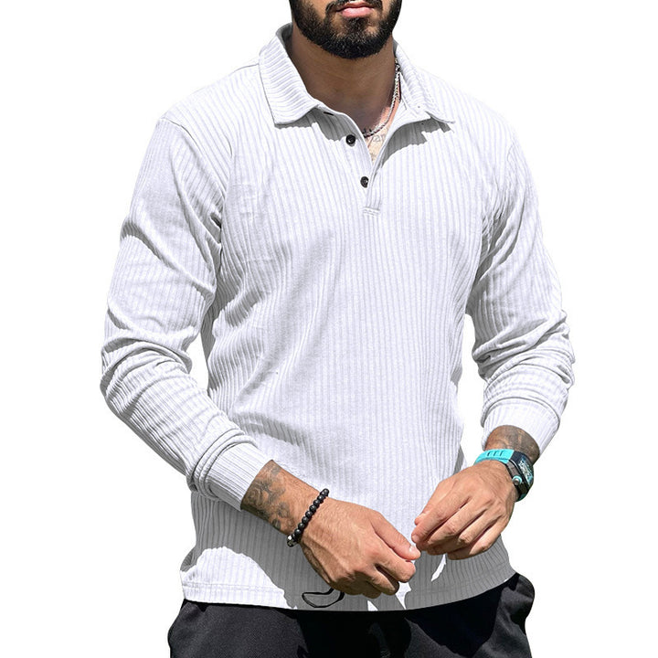 Men's Long Sleeve Polo with structured rib design and classic collar Lune London