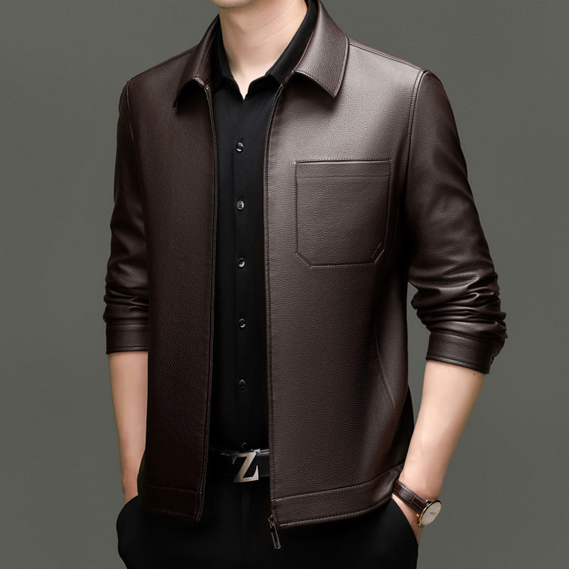 Men's faux leather jacket with modern cut and practical pockets Lune London